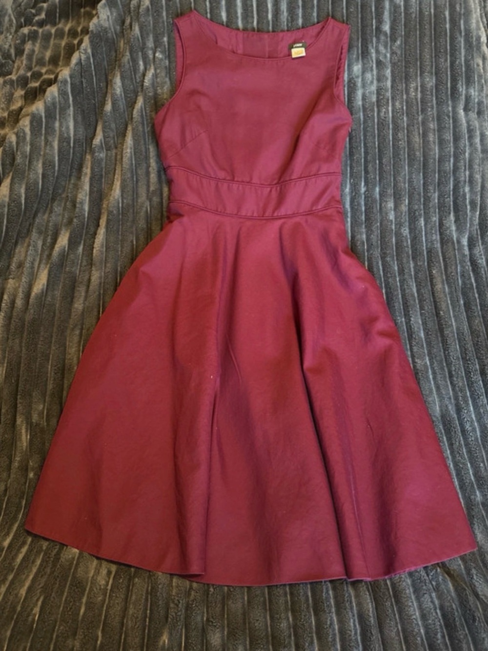Sleeveless Fit-and-Flare Dress in Wine by J. Crew 100% Cotton boat neck